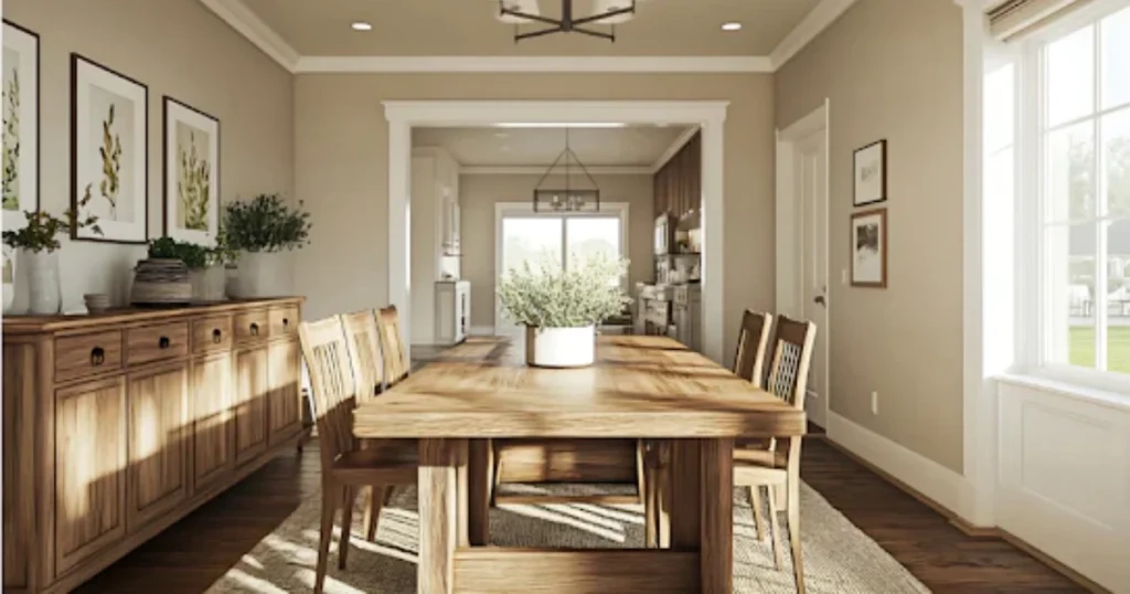 Natural Finish 78 Inch Dining Table for Warm and Simple Style