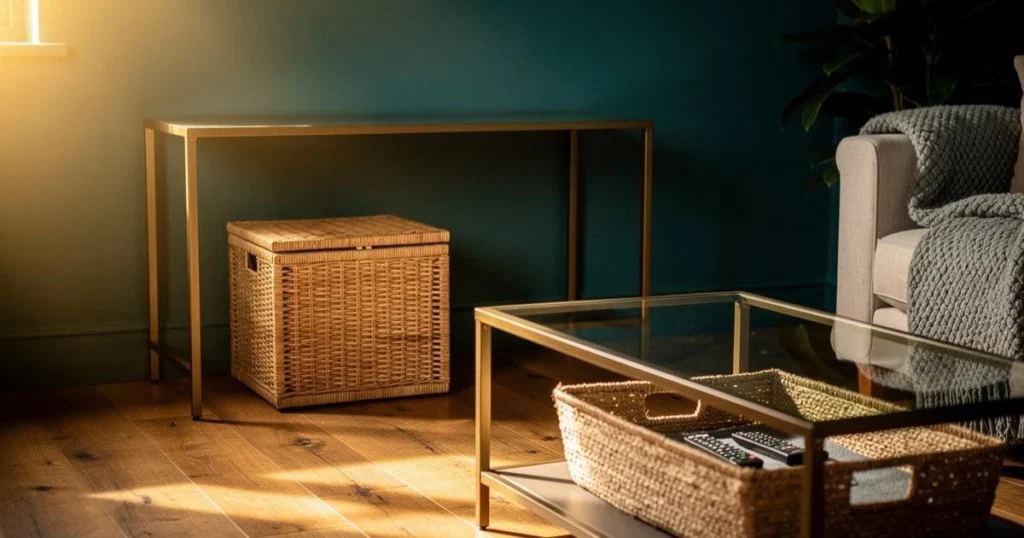 Use Baskets Under the Table for Hidden Storage