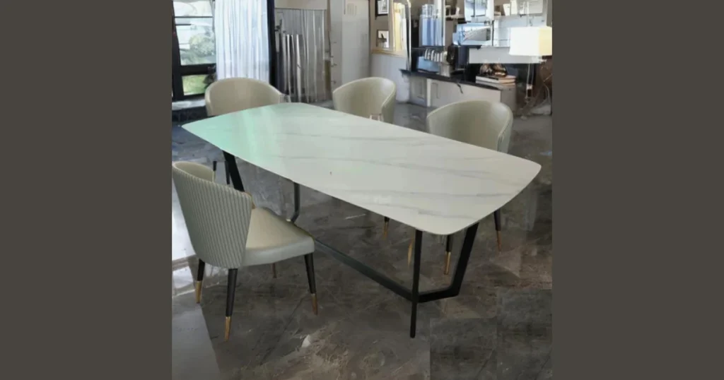 Luxury Marble Dining Table with Thick Slab Top