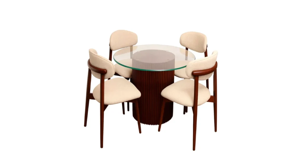Glass Top Dining Table with Wooden Base