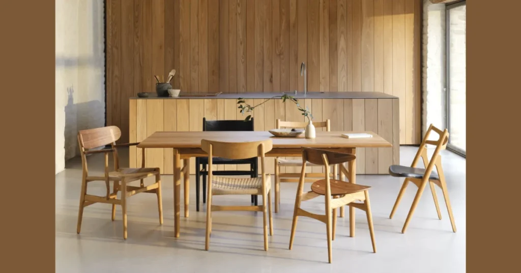 Oak Dining Table with Mixed Chairs for Creative Style