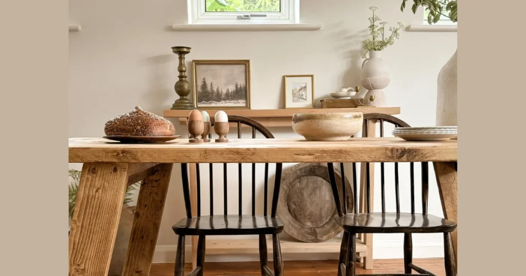 Rustic Farmhouse Wooden Dining Table for Cozy Interiors