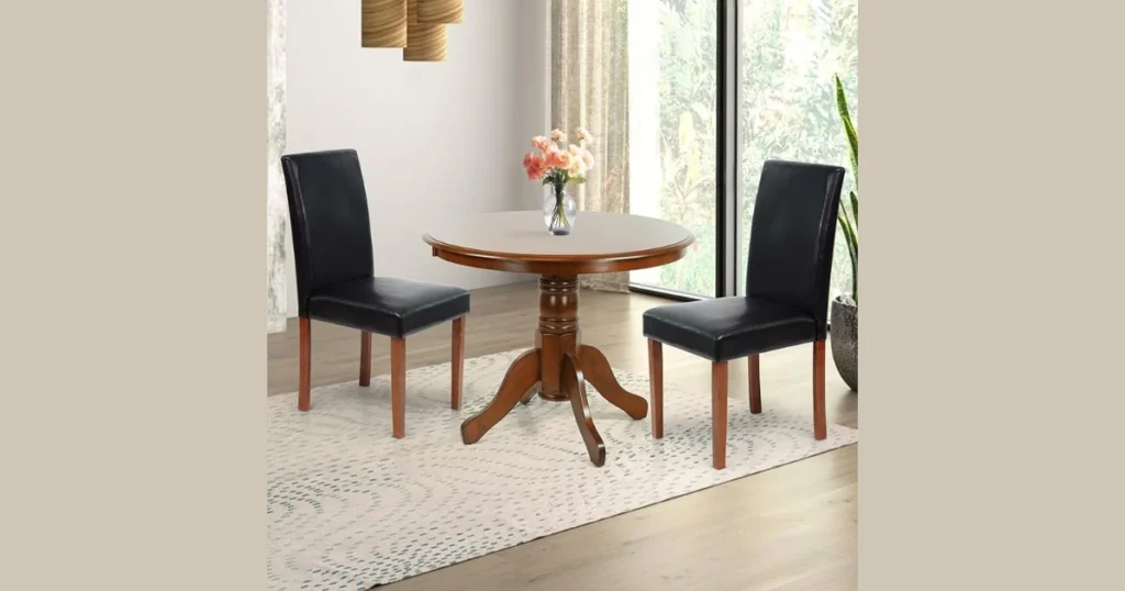 Pedestal Base Wooden Dining Table for Leg Comfort