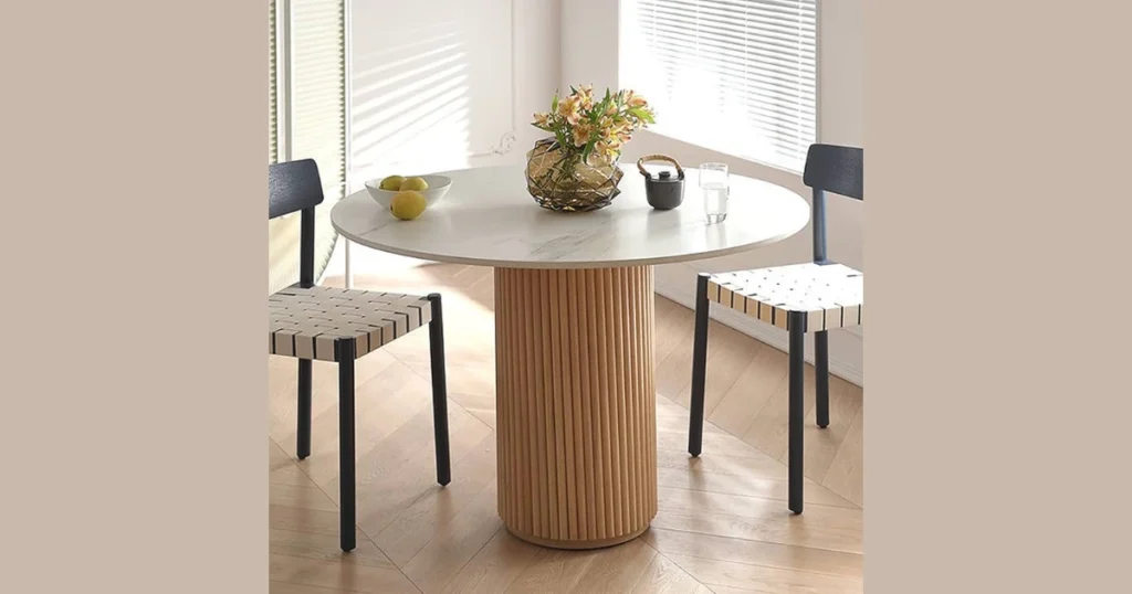 Pedestal Base Solid Wood Dining Table