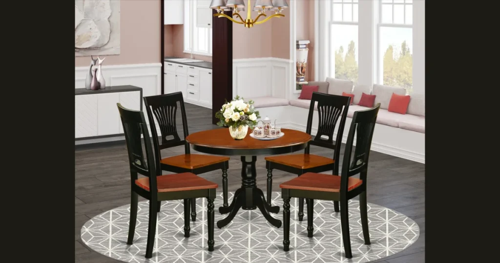Round Dark Wood Dining Table for Small Dining Areas