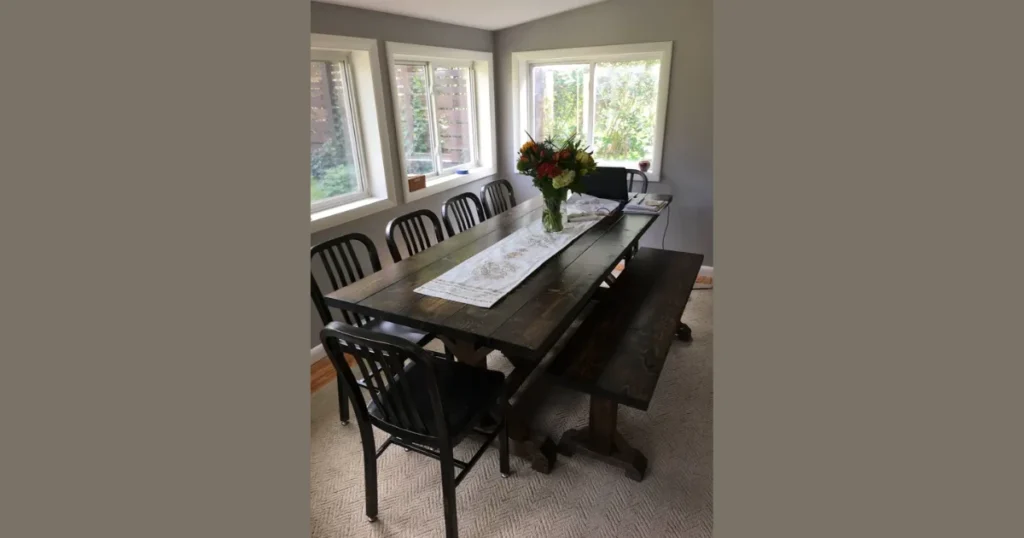 Rustic Dark Wood Farmhouse Dining Table