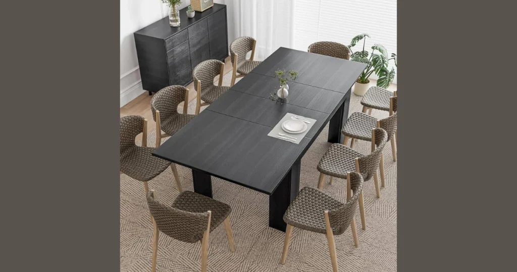 Extendable Dark Wood Dining Table for Growing Families