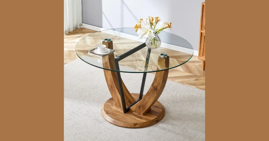 Glass Dining Table with Pedestal Base