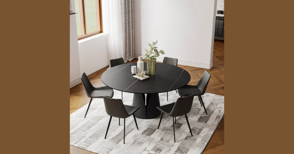 Modern Matte Black Wooden Dining Table