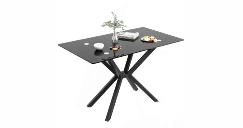 Black Glass Top Dining Table for a Sleek Feel
