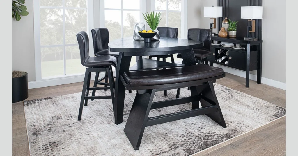 Black Dining Table with Bench Seating