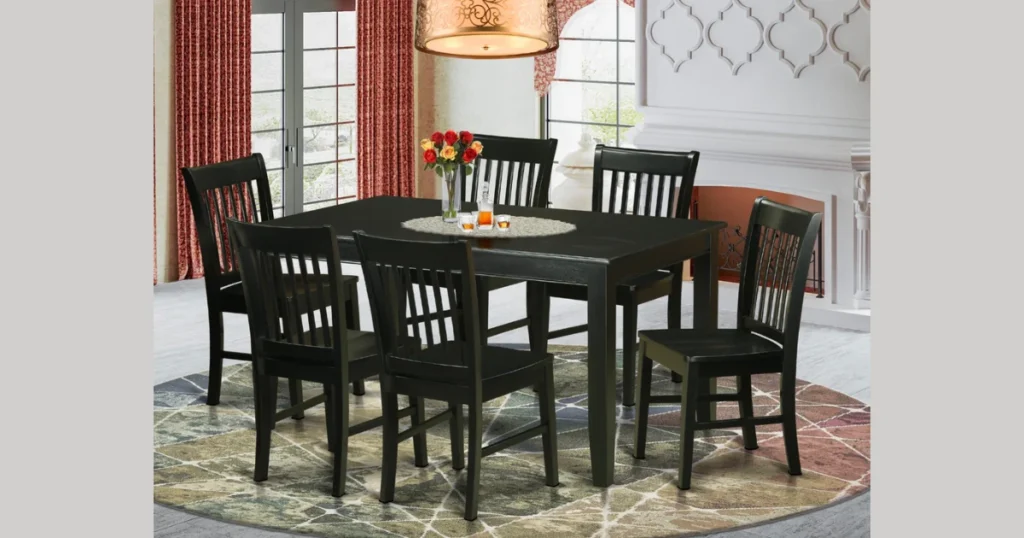 Rectangular Black Dining Table for Large Families