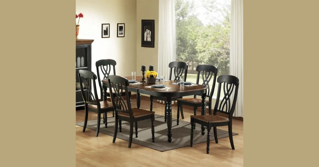 Black and Wood Two Tone Dining Table