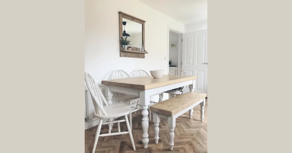White Wooden Farmhouse Dining Table