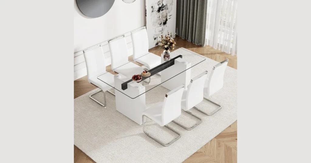 White Glass Top Dining Table