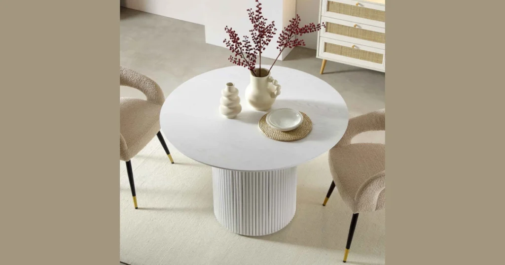 White Pedestal Base Dining Table