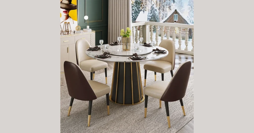 Pedestal Base Round Dining Table for Extra Leg Space