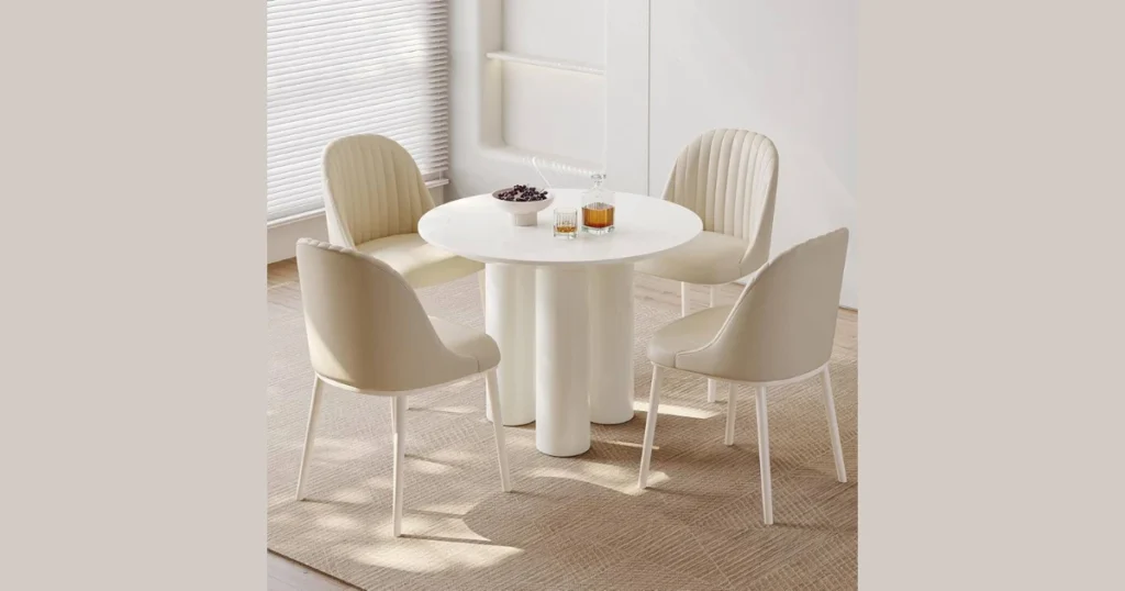 White Round Dining Table for a Fresh and Clean Look