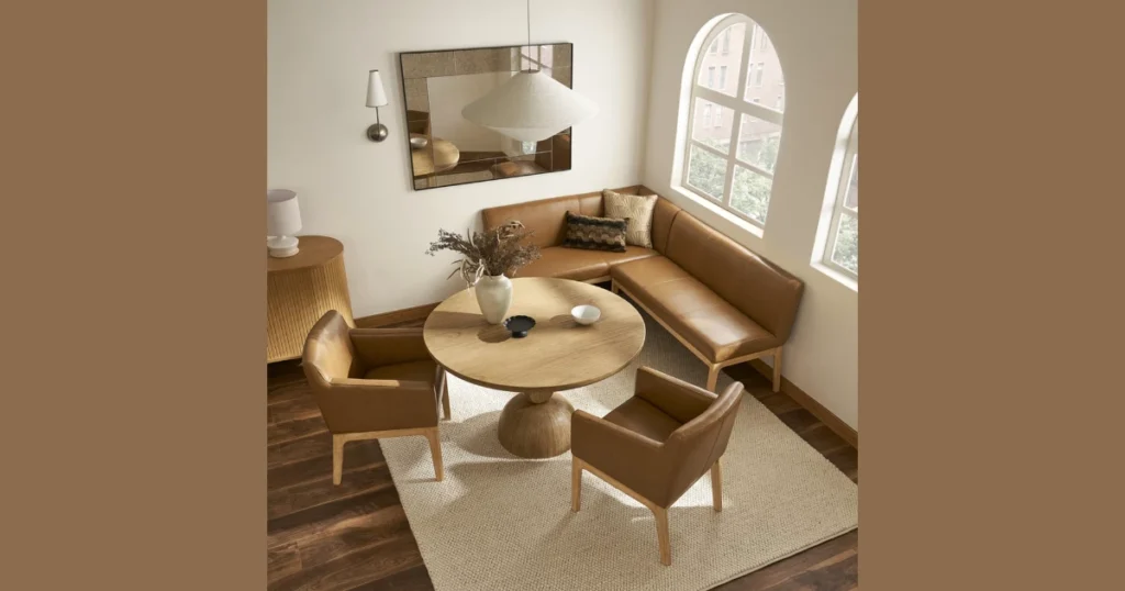 Round Dining Table with Bench Seating for Casual Comfort