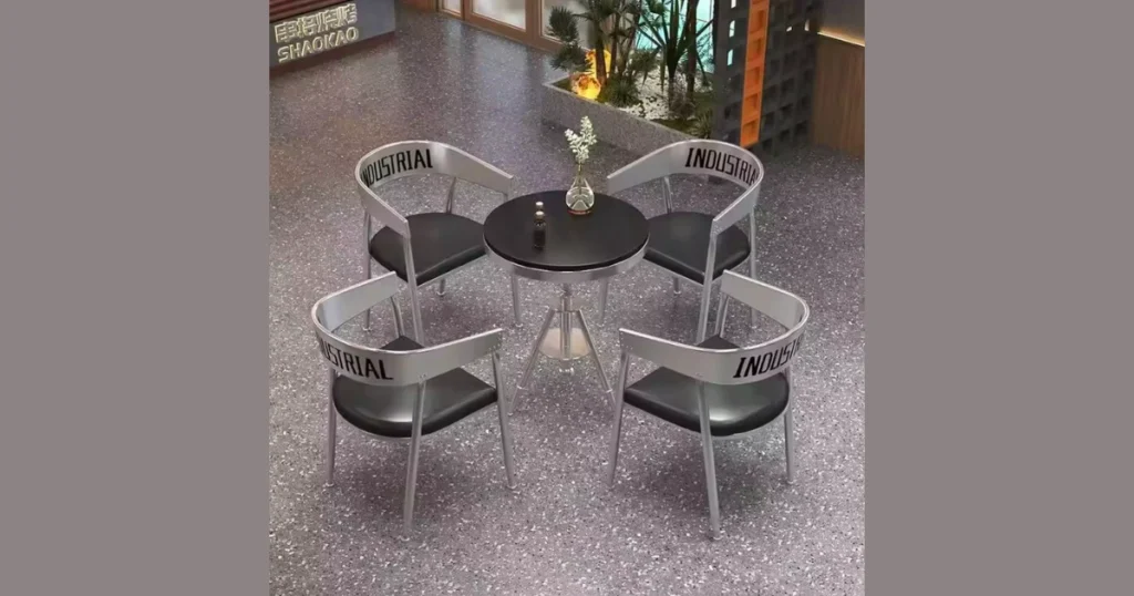 Industrial Round Dining Table with Metal Base
