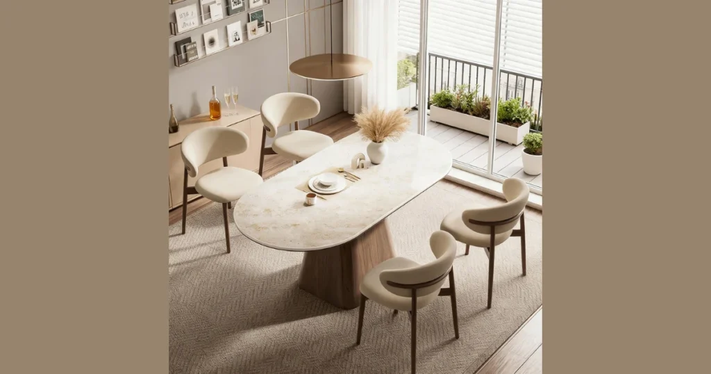 White Oval Dining Table for Bright and Airy Spaces
