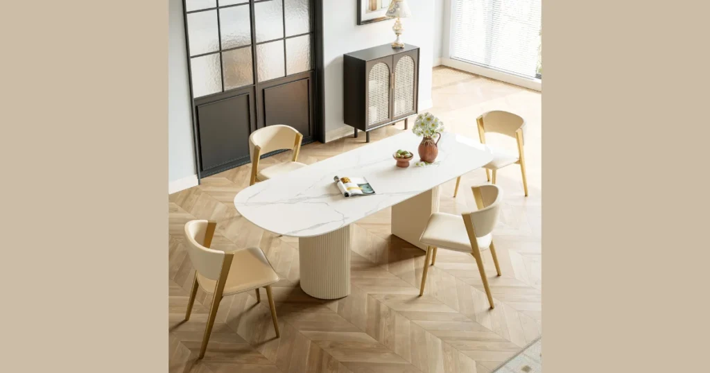 Marble Top Oval Dining Table for Elegant Dining Rooms