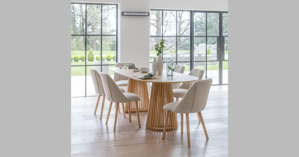 Luxury Oval Dining Table with Upholstered Base