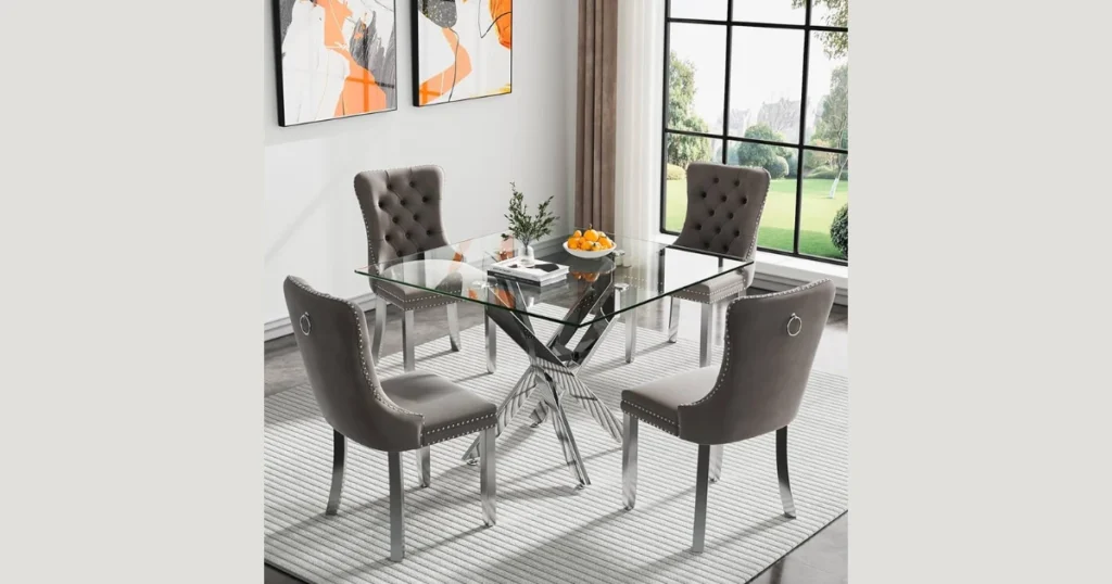 Modern Glass Top Square Dining Table for Small Spaces