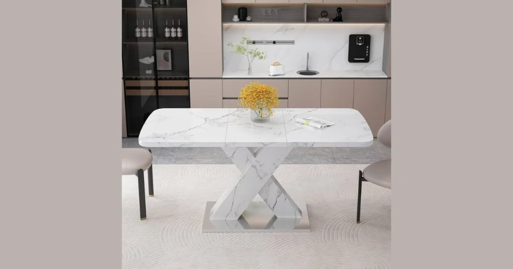 White Square Dining Table for a Bright and Clean Space