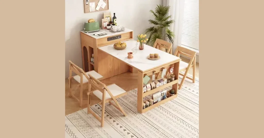 Square Dining Table with Storage for Smart Living