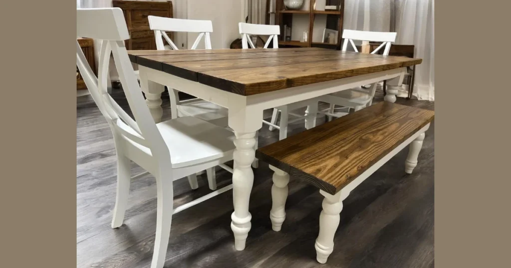 Farmhouse Dining Table with Bench Seating