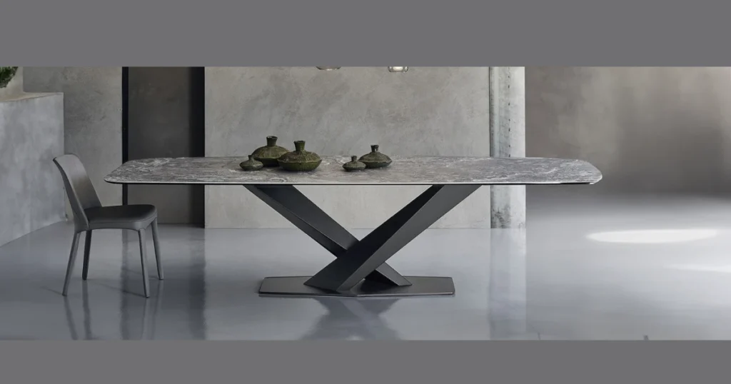 Minimalist Grey Marble Dining Table for Modern Homes