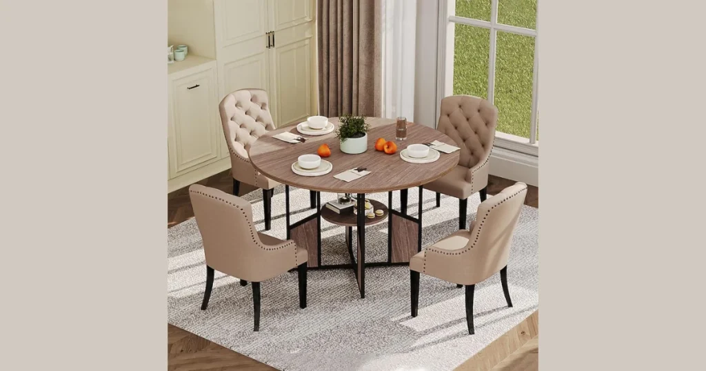 Round Farmhouse Dining Table for Small Spaces