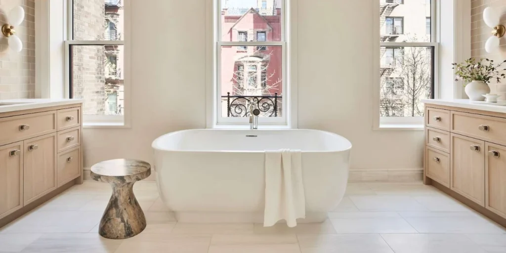 Painted Bathroom Shiplap in Soft Neutral Shades