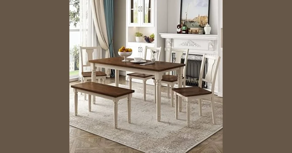 Farmhouse Style Dining Table for 4 with Rustic Charm
