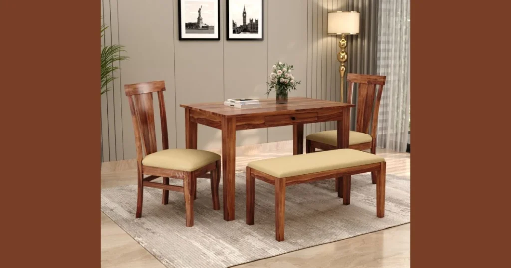 Bench Seating Dining Table for 4 for Space Efficiency