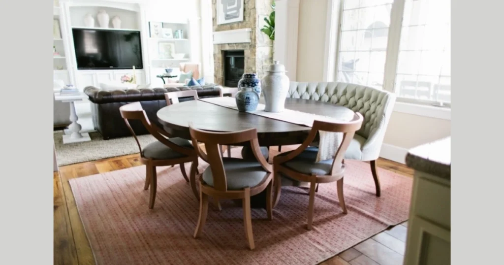 Round Dining Table with Curved Bench Seating