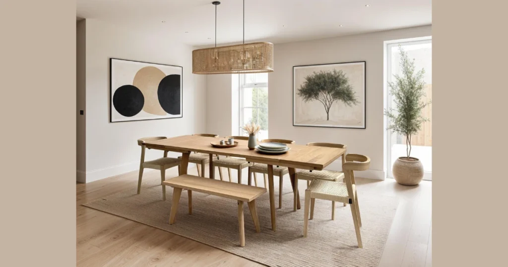 Light Oak Dining Table for Scandinavian Interiors