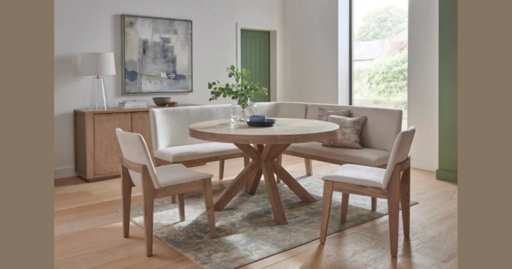 Oak Dining Table with Bench Seating