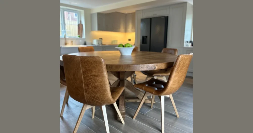 Farmhouse Oak Dining Table with Thick Legs