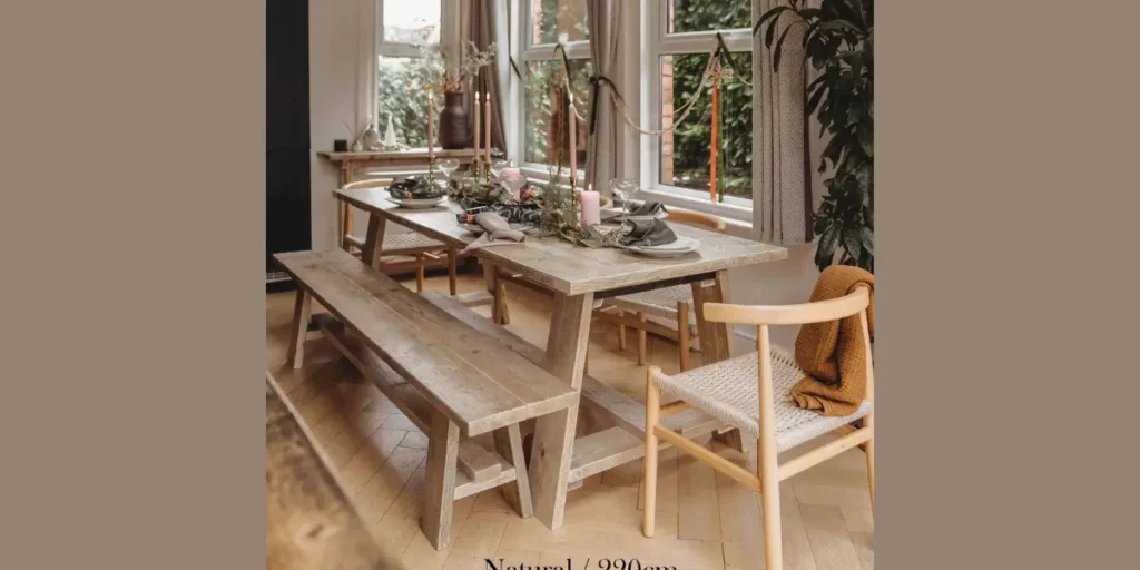 Rustic Table with Bench Seating