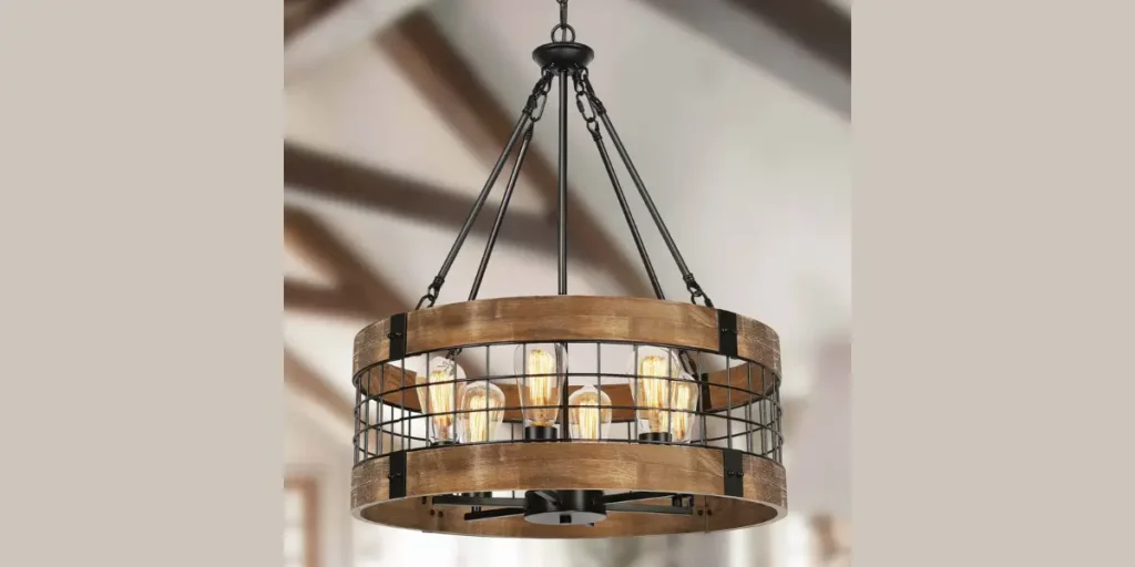 Rustic Wood Beam Chandelier