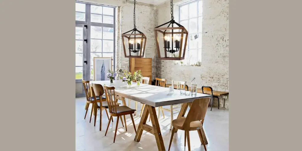 Rustic Wood Beam Chandelier