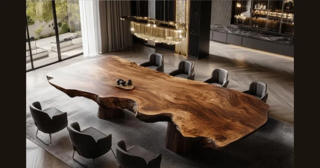 Live Edge Rectangular Dining Table for Natural Style