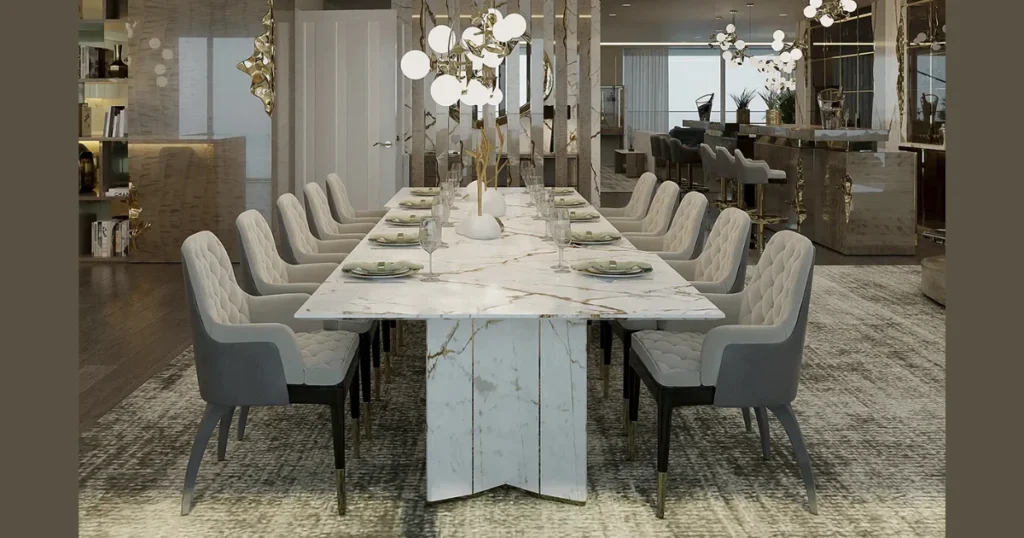 Marble Rectangular Dining Table for a Premium Look