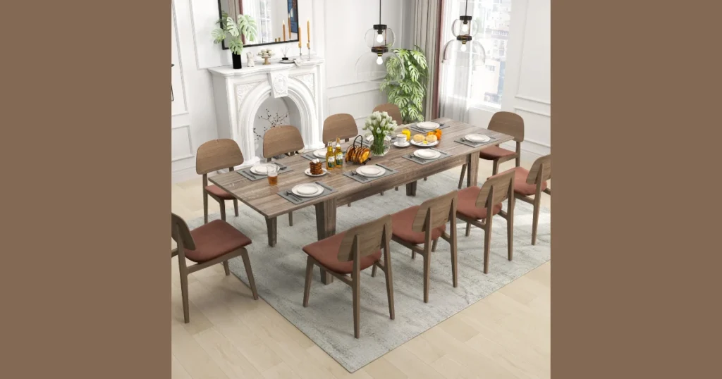 Extendable Rectangular Dining Table for Flexible Seating