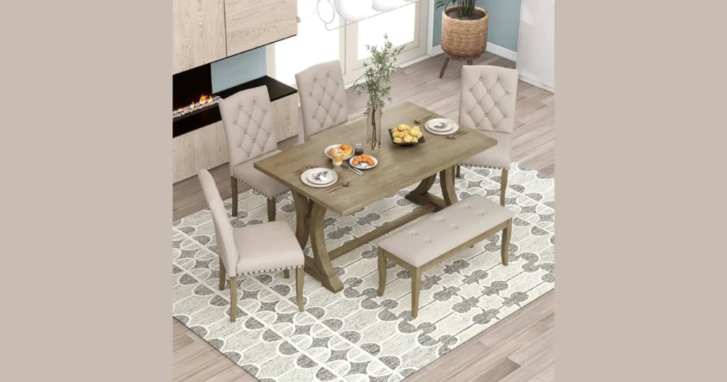 6-Seater Rectangular Dining Table for Family Dining