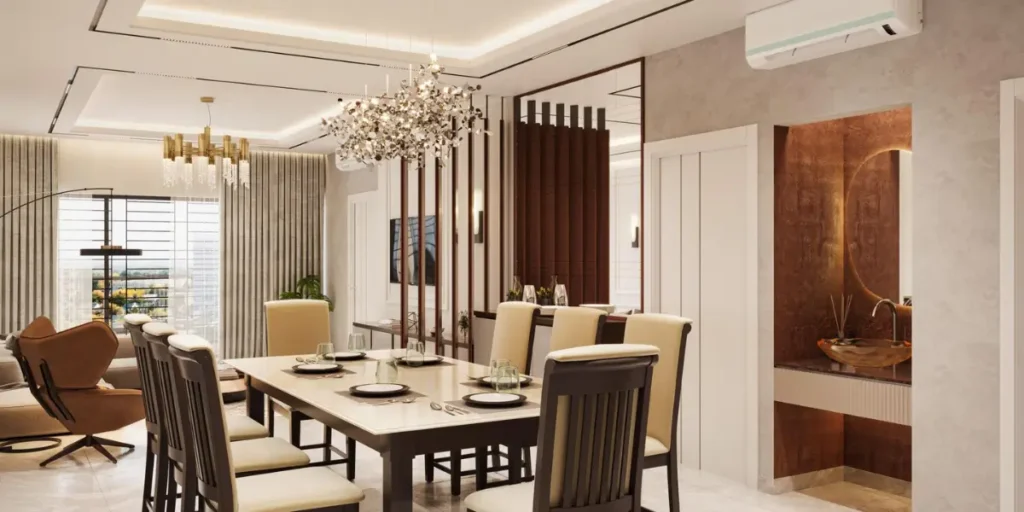 Statement Chandelier Anchored Layout