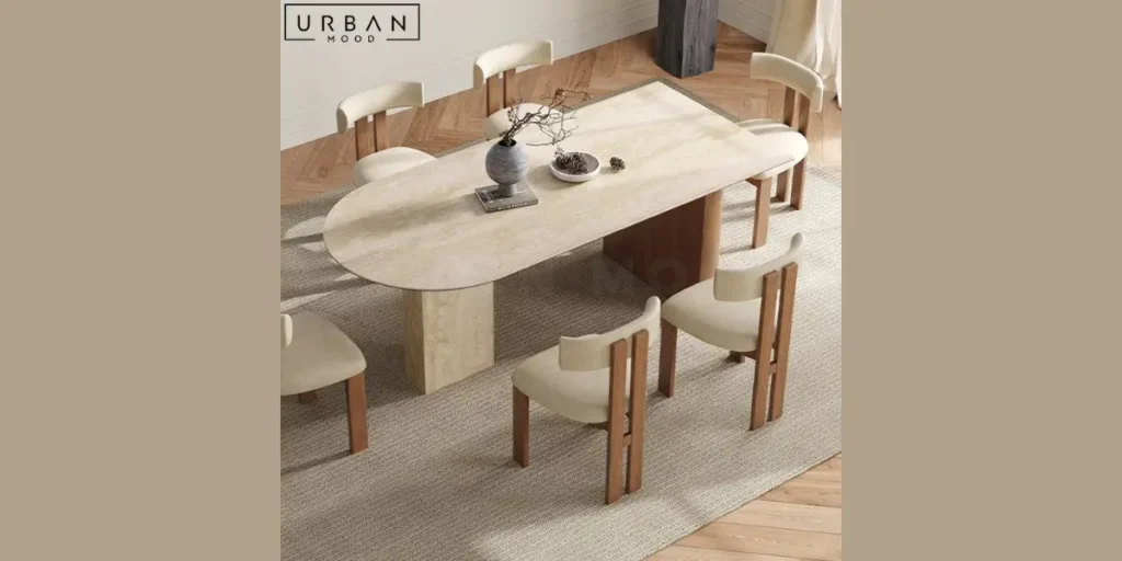 Stone Top Japandi Dining Table