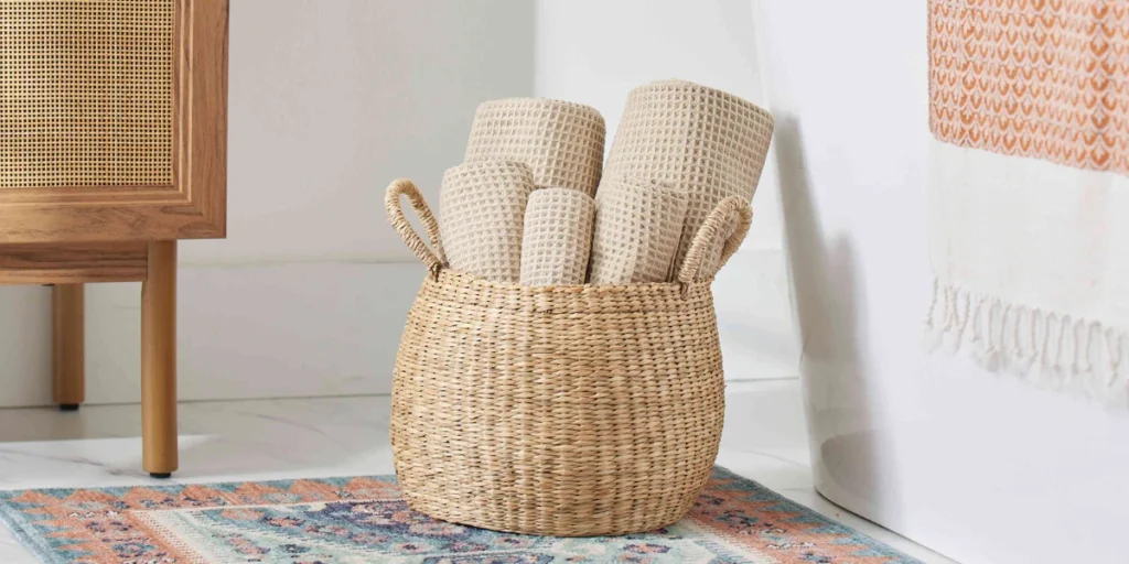 Towel Storage Baskets for Flexible Bathroom Organization